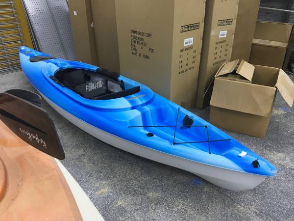 *SOLD*blue pelican kayak with padde and vest - Beach Pawn Shop